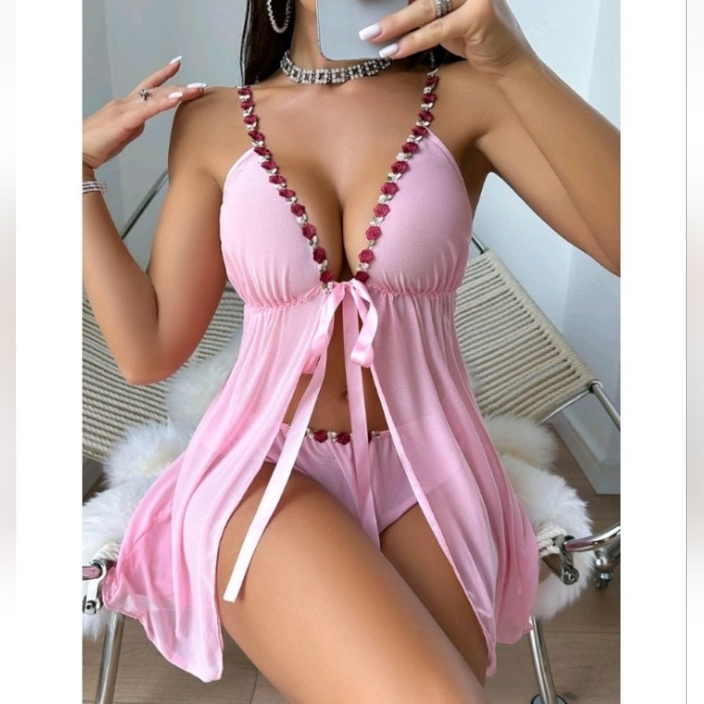 Sexy-Lingerie Women's Lace Nightgown Babydoll Dress G-String Sleepwear Underwear